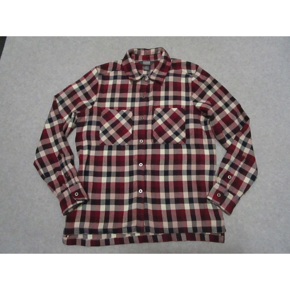 Outdoor Research Shirt Womens M Red Plaid Flannel Hiking Utility Herringbone